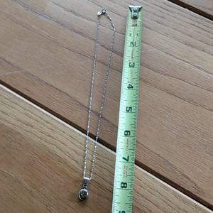 4for$20 Green Amber Sterling layering necklace
